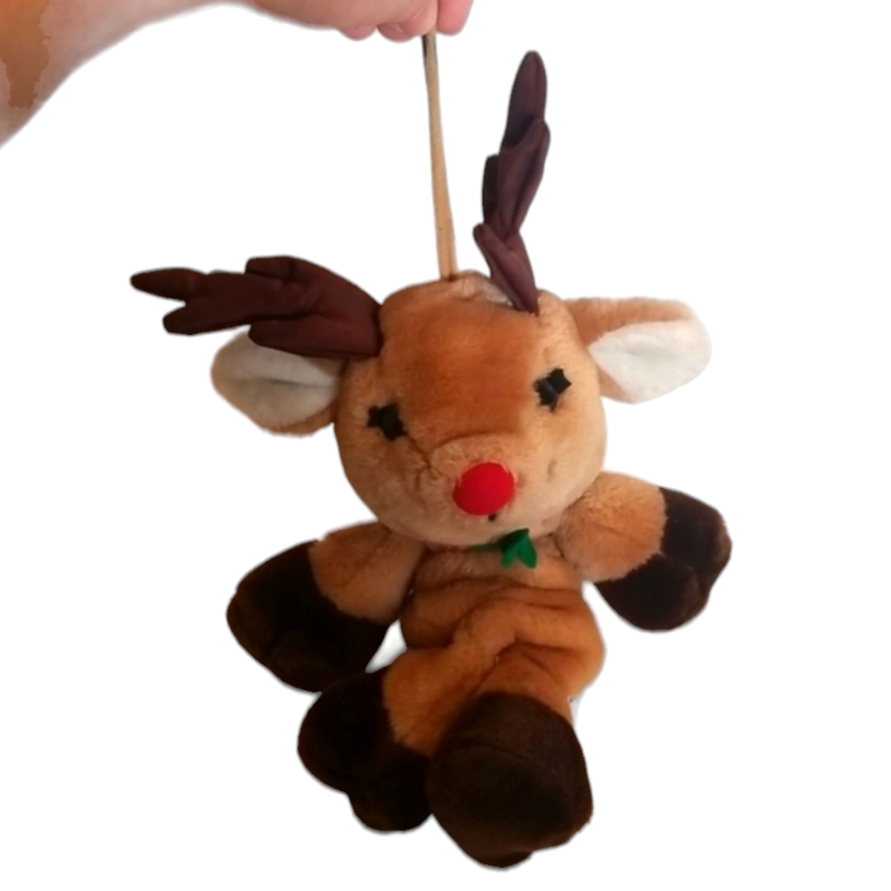 Vintage Dakin Musical Lullaby Reindeer Crib Pull Toy